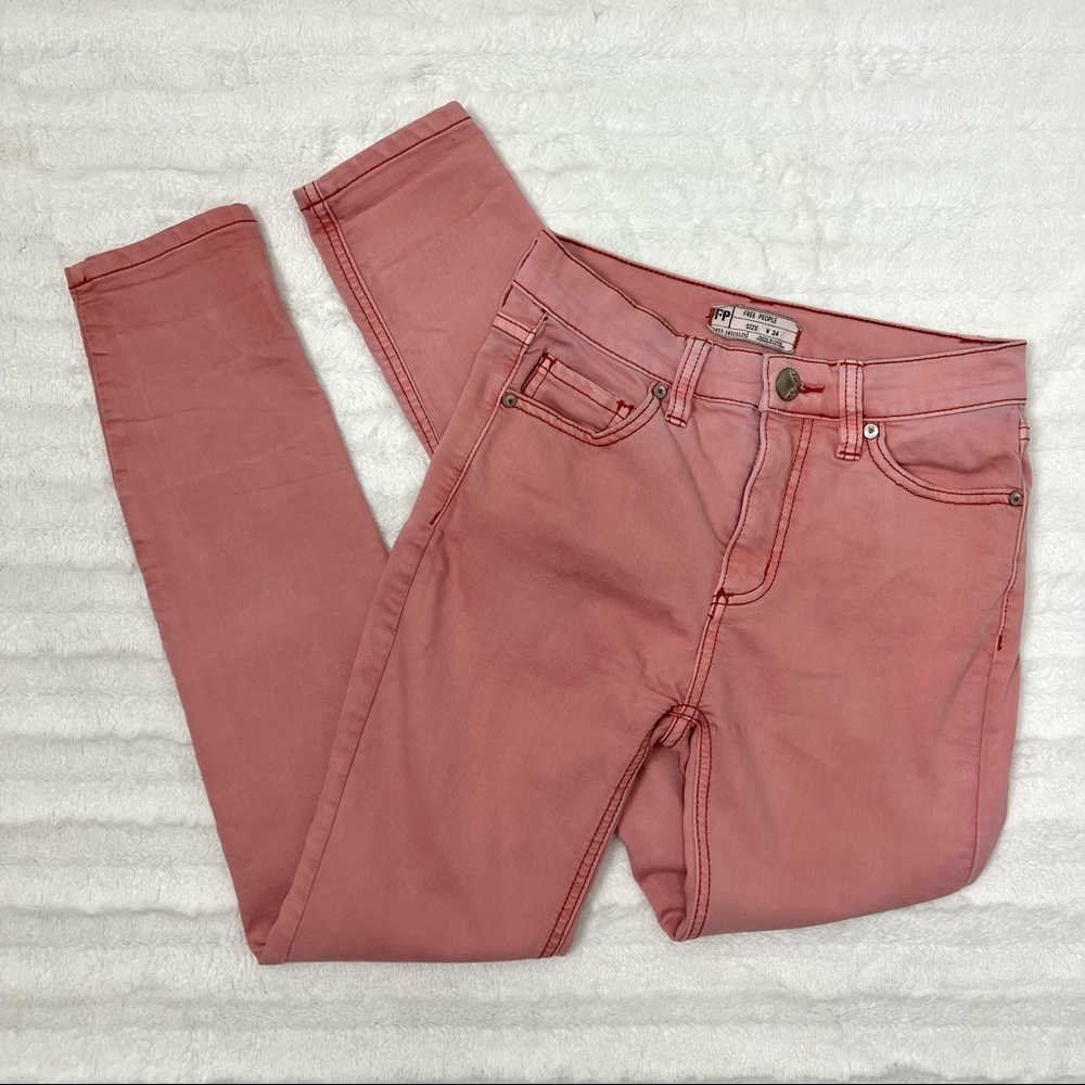 Free People Pink Coral Skinny Jeans